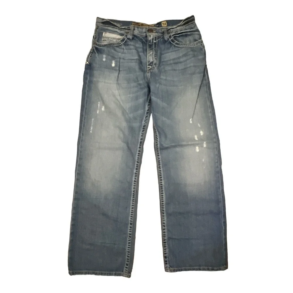 BKE Buckle Mens 34x30.5 Marshall Light Wash Blue Jeans Mens Denim